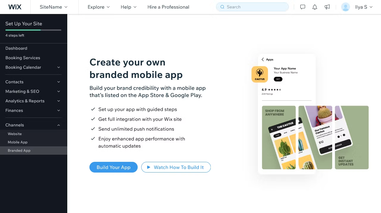 The iterated first-time experience: a scannable value proposition, plain language, and a precise "Build Your App" CTA shown only to new users.