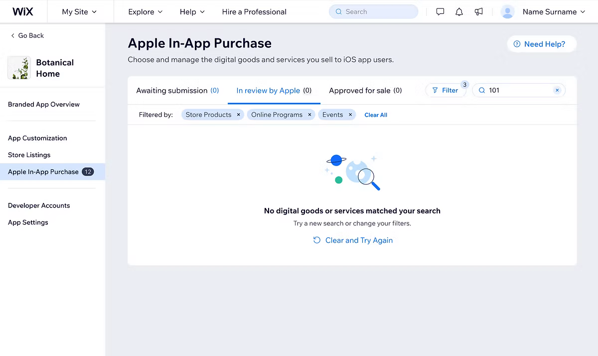 Apple In-App Purchase: empty and filtered states