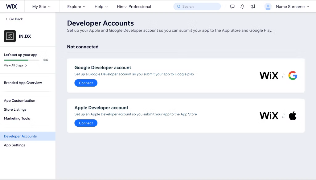 Developer Accounts: connecting Apple and Google accounts