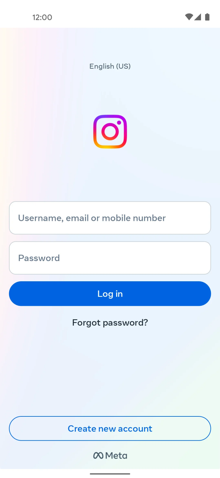 Instagram log in
